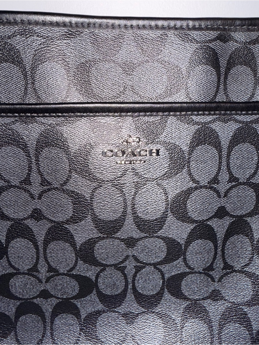 Coach Black Signature Monogram Messenger Bag